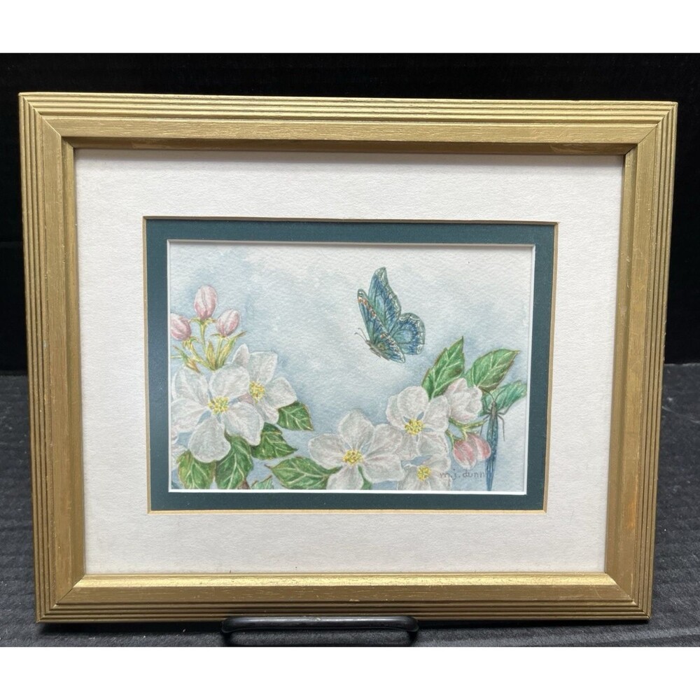 Vintage Mary J Dunn Memories of Spring Watercolor 9.5 x 11.5" Framed Artwork